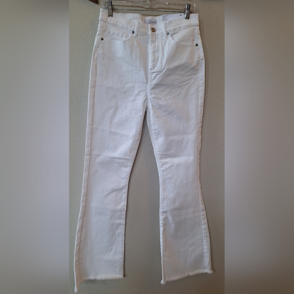 LOFT White Flare Wide-Leg Jeans
